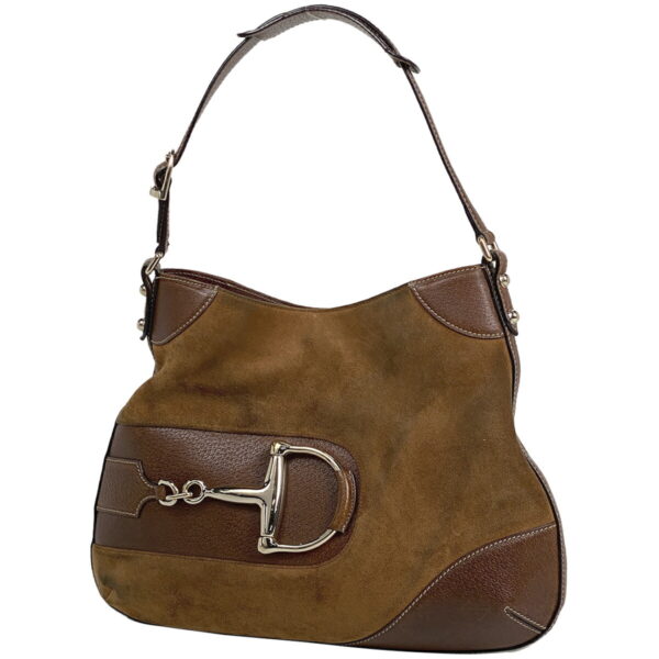 1000047704489 11 Gucci Horsebit Shoulder Bag Suede Brown