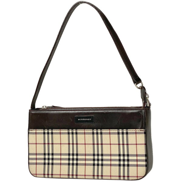 1000047711395 11 Burberry Plaid Canvas Shoulder Handbag Beige Brown