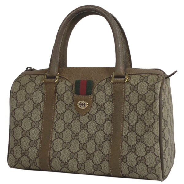 1000047711920 11 Gucci GG Pattern Mini Sherry Line Handbag Canvas Brown