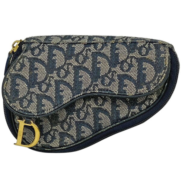 1000047964685 11 Christian Dior Trotter Pattern Canvas Saddle Pouch Navy