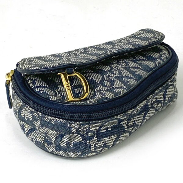 1000047964685 12 Christian Dior Trotter Pattern Canvas Saddle Pouch Navy