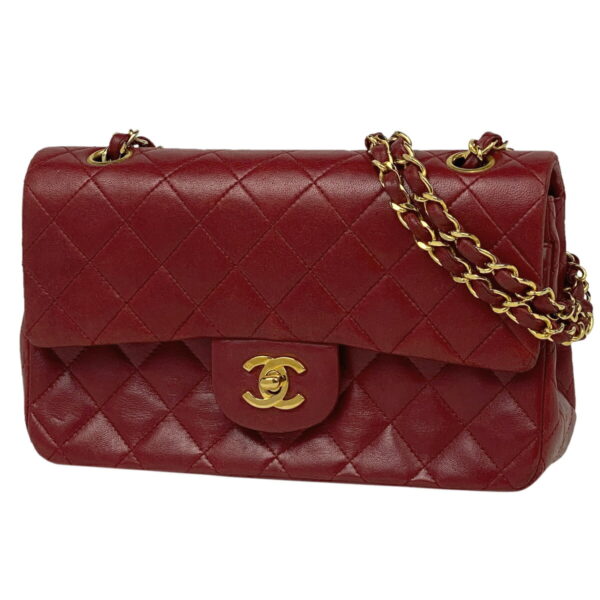 1000048186970 11 CHANEL Matelasse W Flap Leather Shoulder Bag Red