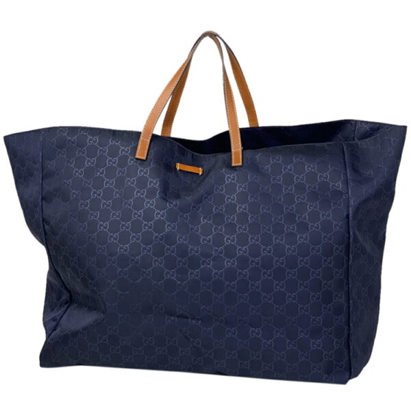 1000048577037 11 Gucci GG Pattern Tote Bag Nylon Navy