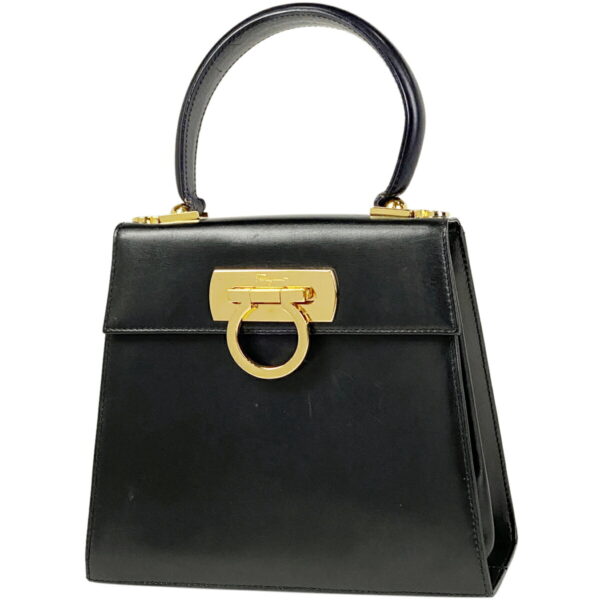 1000048712964 11 Salvatore Ferragamo Gancini Leather Handbag Black