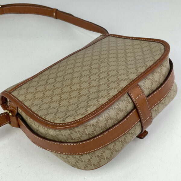 1000049123165 12 Celine Macadam Pattern Diagonal Shoulder Bag Beige