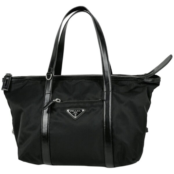 1000049125763 11 PRADA Plate Handbag Nylon Nero