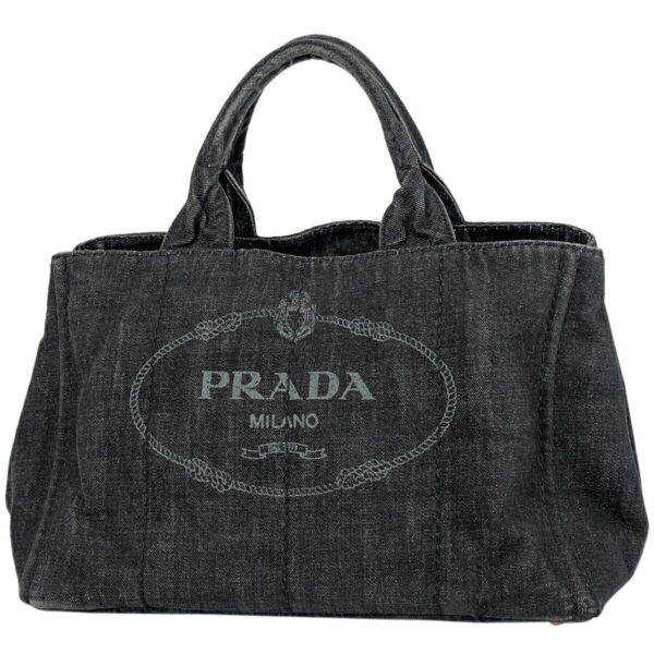 1000049276311 11 PRADA Kanapa Tote 2WAY Shoulder Bag Denim Nero