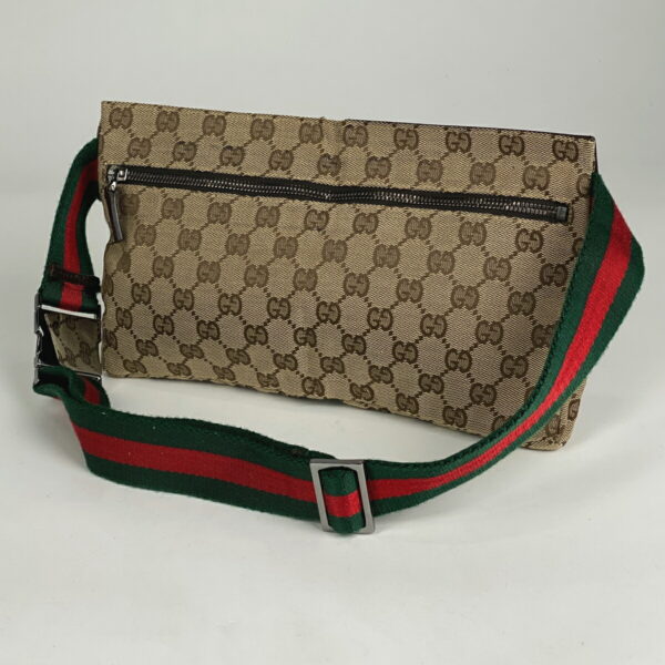 1000049920801 12 Gucci GG Pattern Sherry Line Waist Pouch GG Canvas Beige Green Red