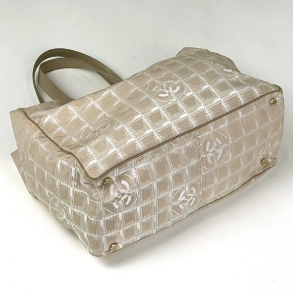 1000049921082 12 CHANEL Travel Line MM Nylon Jacquard Tote Bag Beige