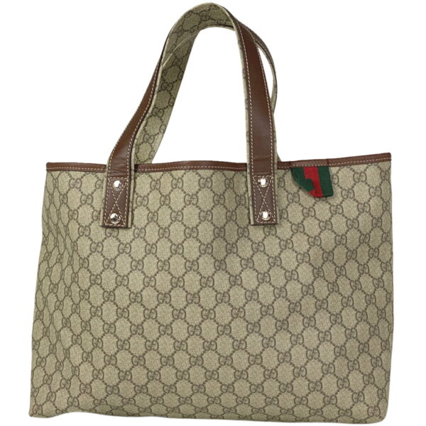 1000050010355 11 Gucci GG Pattern Sherry Line Tote Bag Canvas Brown