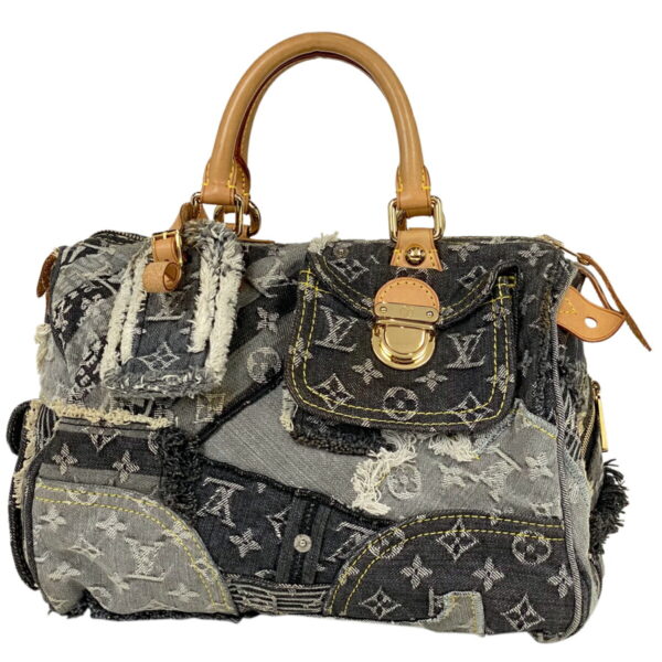 1000050111731 11 Louis Vuitton Speedy 30 Patchwork Bag Monogram Denim Gray