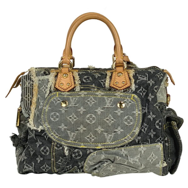 1000050111731 13 Louis Vuitton Speedy 30 Patchwork Bag Monogram Denim Gray