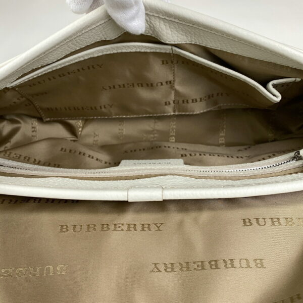 1000050187095 16 Burberry Plaid Nova Check Nylon Shoulder Bag Beige White