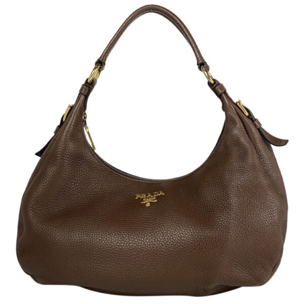 1000050263300 11 PRADA Shoulder Bag Leather Brown