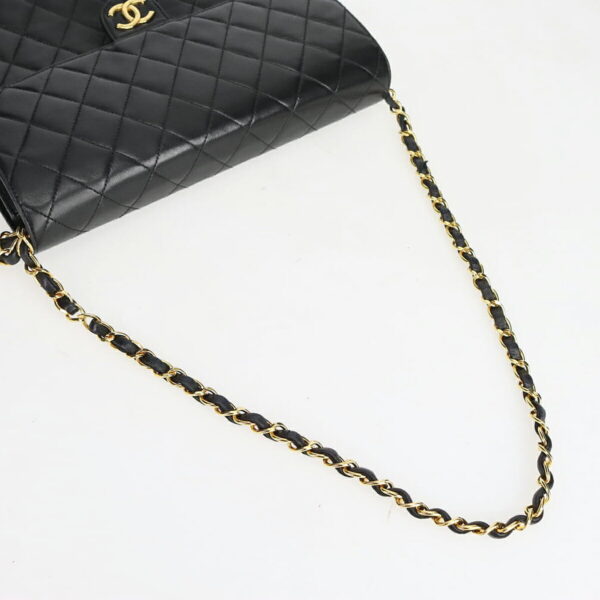 1000050365295 08 CHANEL Matelasse Single Flap Push Lock Shoulder Bag Black