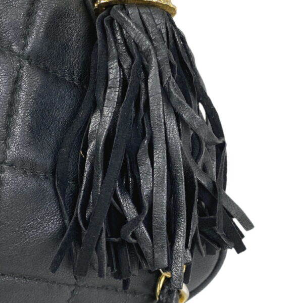 1000050463441 15 CHANEL Cocomark Fringe Leather Shoulder Bag Black