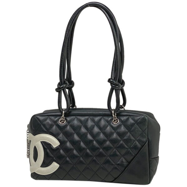 1000050512958 11 CHANEL Cambon Line Mini Matelasse Leather Bowling Bag Black