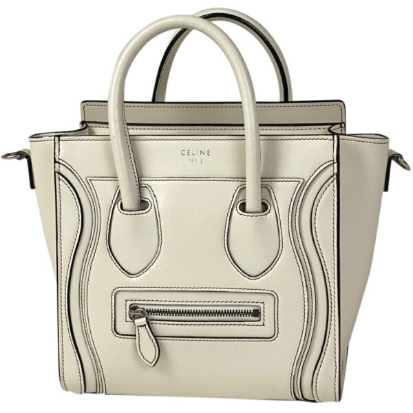 1000051483868 11 Celine Luggage Nano Shopper 2WAY Leather Shoulder Handbag White