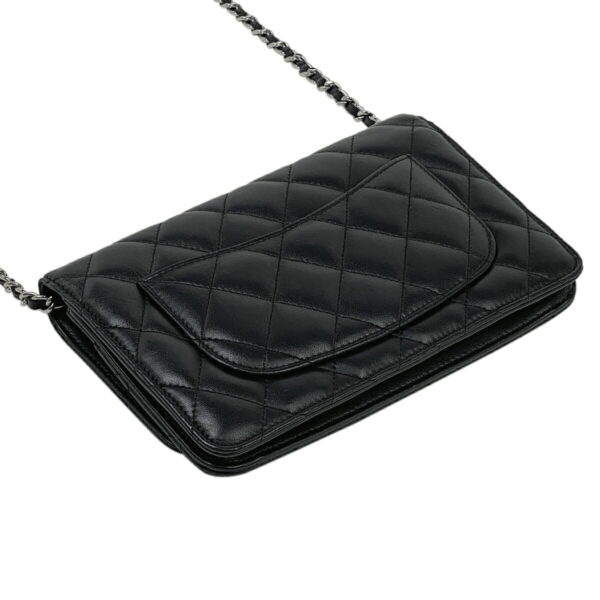 1000051688201 12 CHANEL Cocomark Matelasse Leather Chain Wallet Black