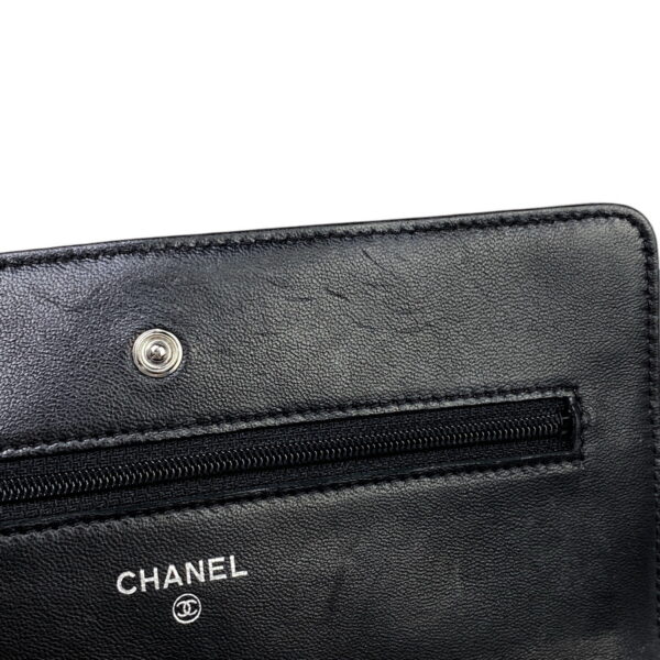 1000051688201 18 CHANEL Cocomark Matelasse Leather Chain Wallet Black