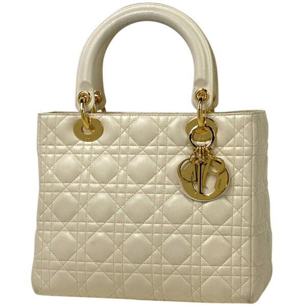 1000052750112 11 Christian Dior Lady Dior Cannage Leather Handbag Ivory White