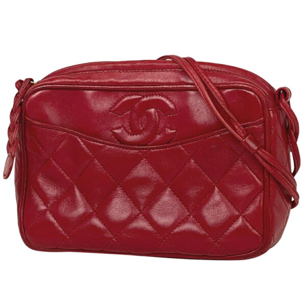 1000052750198 11 CHANEL Coco Mark Mini Matelasse Leather Shoulder Bag Red