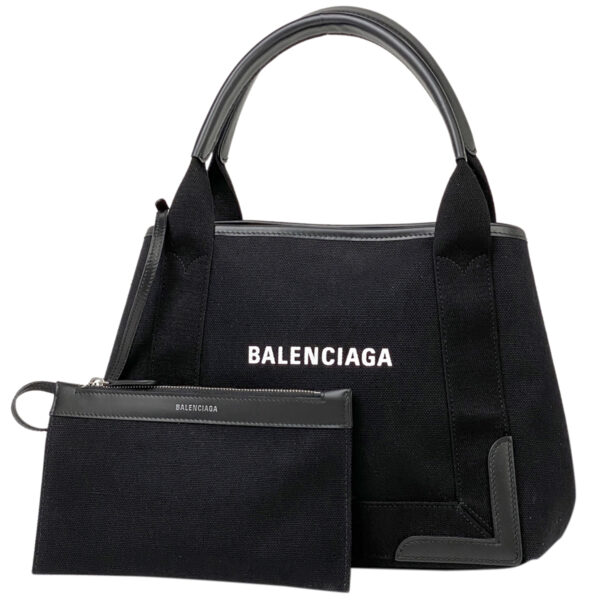 1000052750389 11 Balenciaga Blue Small Cabas Canvas Tote Handbag Black