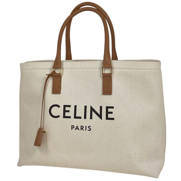 1000053198517 11 Celine Horizontal Hippo Canvas Shoulder Tote Bag Beige Brown