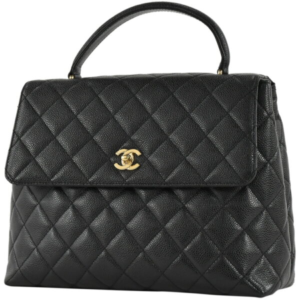 1000053553828 01 CHANEL Cocomark Matelasse Caviar Skin Handbag Black