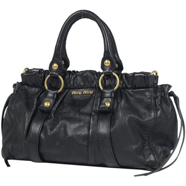 1000056123127 11 Miu Miu 2Way Shoulder Bag Leather Black