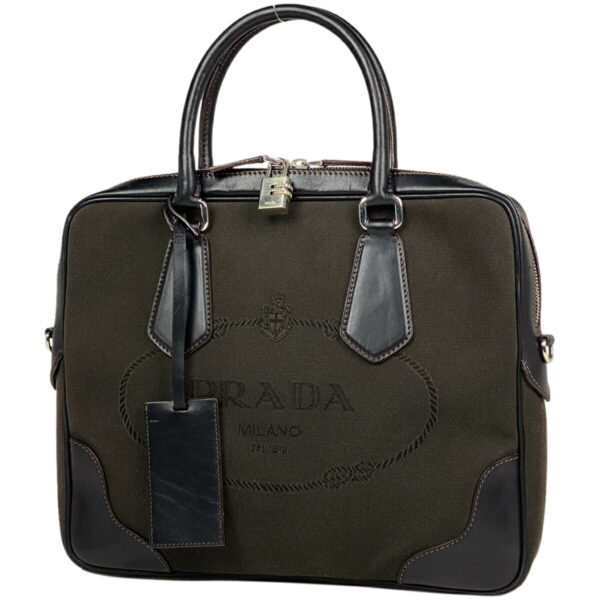 1000057097328 11 Prada Business Bag Briefcase Canvas Brown