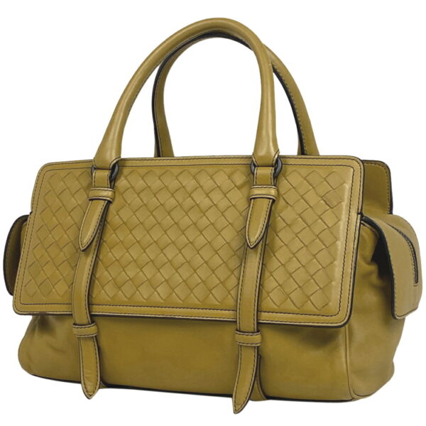 1000057097700 11 Bottega Veneta Monaco Intrecciato Nappa Leather Handbag Mustard