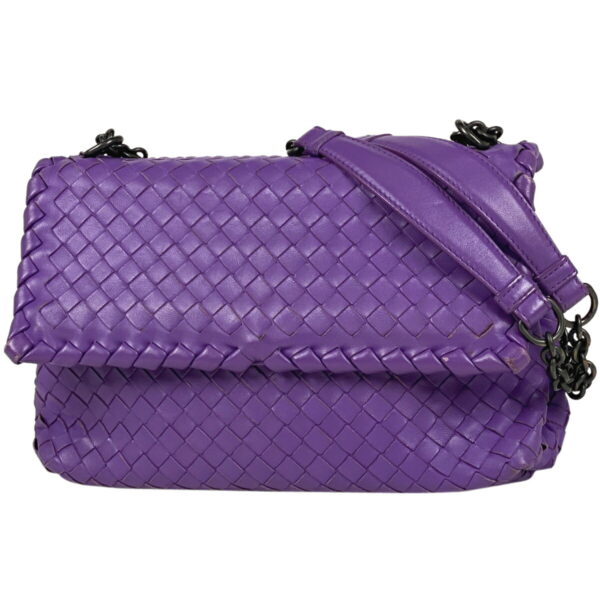 1000057097922 11 Bottega Veneta Intrecciato Chain Leather Olympia Shoulder Bag Purple