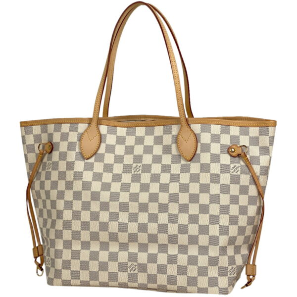 1000057178270 11 Louis Vuitton Neverfull MM Shoulder Tote Bag Damier Azur White