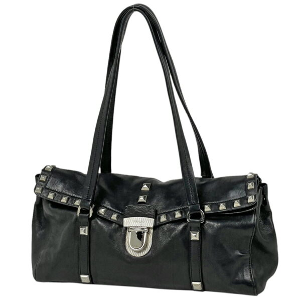 1000057186251 11 Prada Shoulder Bag Studded Leather Black