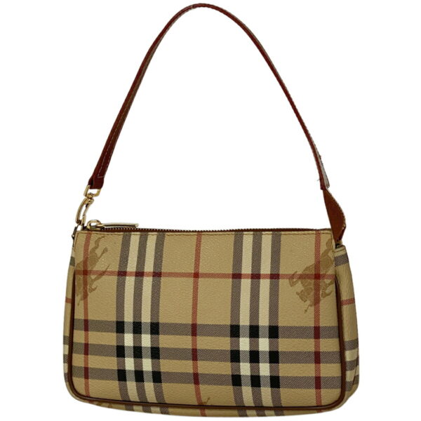 1000058515265 11 Burberry Plaid Canvas Pouch Handbag Beige Brown