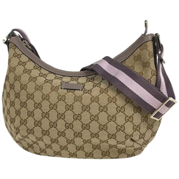 1000058589211 11 Gucci GG Pattern Sherry Line Crossbody Shoulder Bag GG Canvas Brown Pink