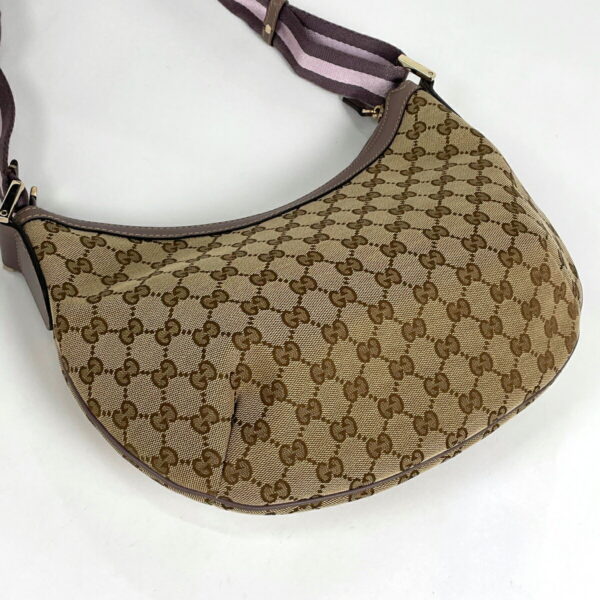 1000058589211 12 Gucci GG Pattern Sherry Line Crossbody Shoulder Bag GG Canvas Brown Pink