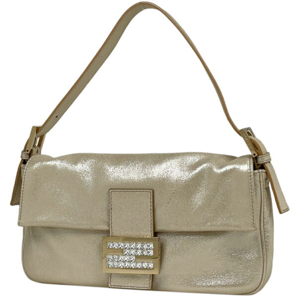 1000058936251 11 FENDI Mamma Bucket Metallic Leather Beige