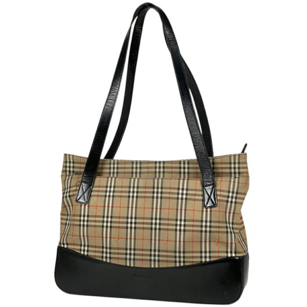 1000059700691 11 Burberrys Plaid Canvas Tote Shoulder Bag Brown Black