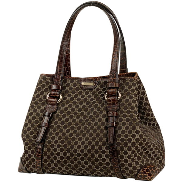 1000059963584 11 Celine Macadam Pattern Embossed Canvas Tote Handbag Brown