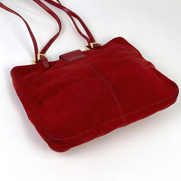 1000060013056 12 FENDI Zucca Shoulder Tote Bag Suede Red