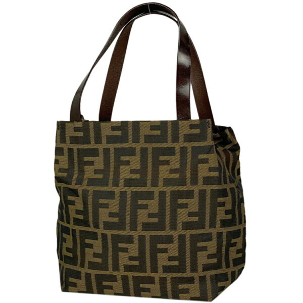 1000060018358 11 FENDI Zucca Pattern Handbag Canvas Brown