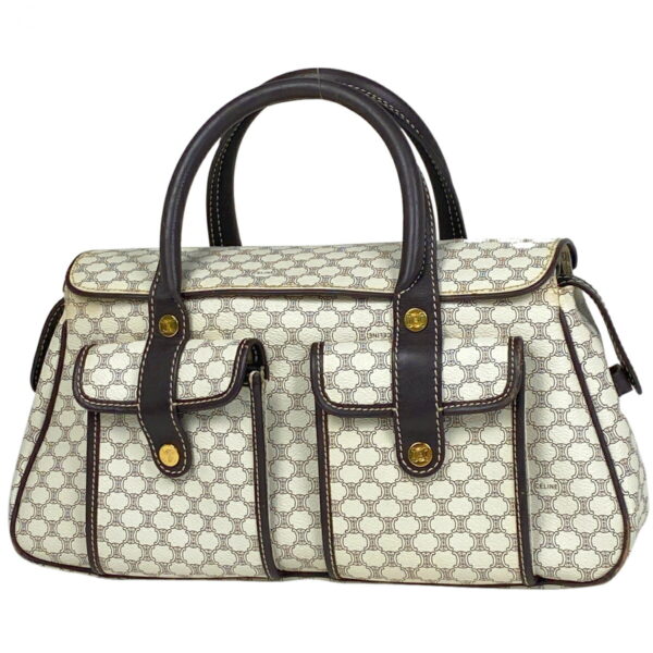 1000060643567 11 Celine Macadam Pattern All Over Canvas Handbag White