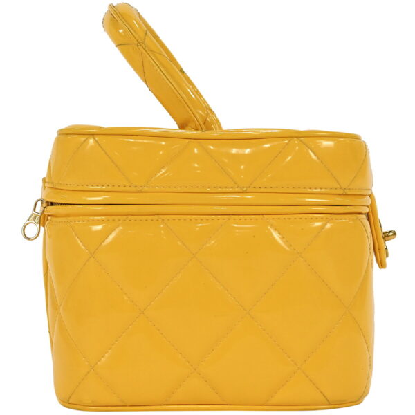 1000060681507 02 Chanel Cocomark Vanity Enamel Matelasse Pouch Leather Yellow