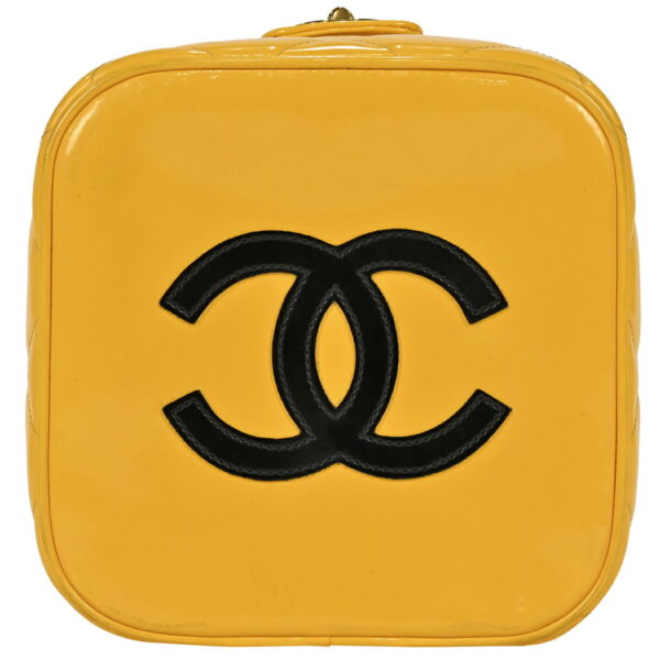 1000060681507 05 Chanel Cocomark Vanity Enamel Matelasse Pouch Leather Yellow