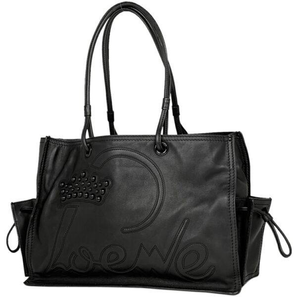 1000060696037 11 Crown Studded Tote Bag Leather Black