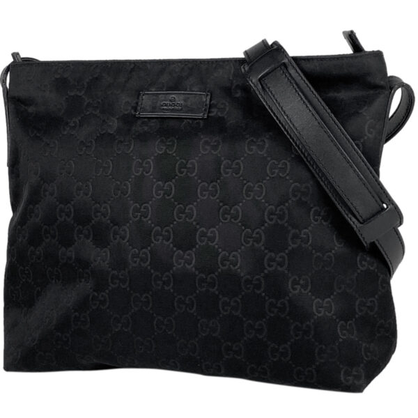 1000060791367 11 Gucci GG Pattern Shoulder Bag Nylon Black