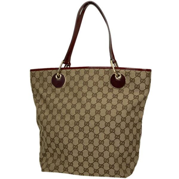 1000061339551 11 Gucci GG Pattern Tote Bag GG Canvas Beige Bordeaux