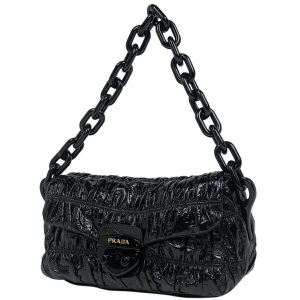 1000062159301 11 Prada Chain Shoulder Enamel Shoulder Bag Patent Leather Nero